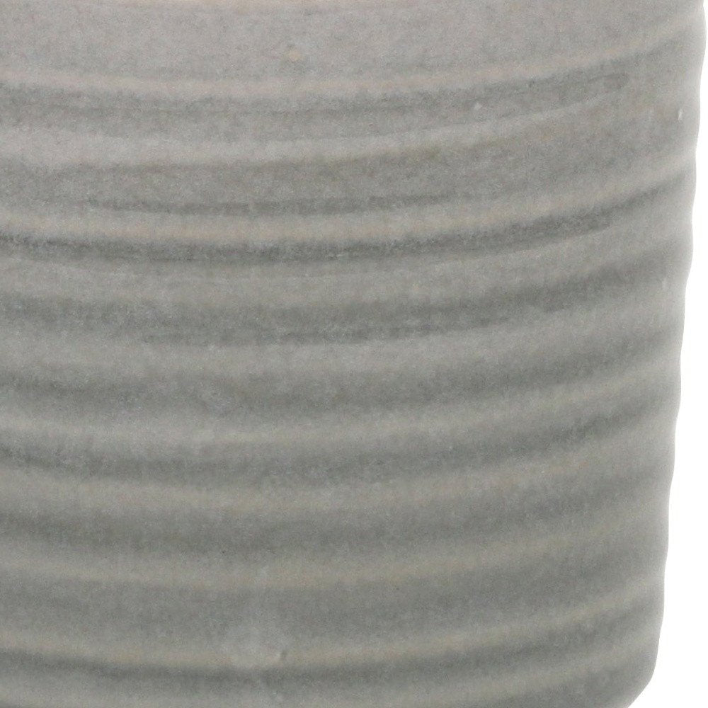 Gray Ceramic 19 Ounce Striped Round Distressed Pot Planter