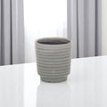Gray Ceramic 19 Ounce Striped Round Distressed Pot Planter