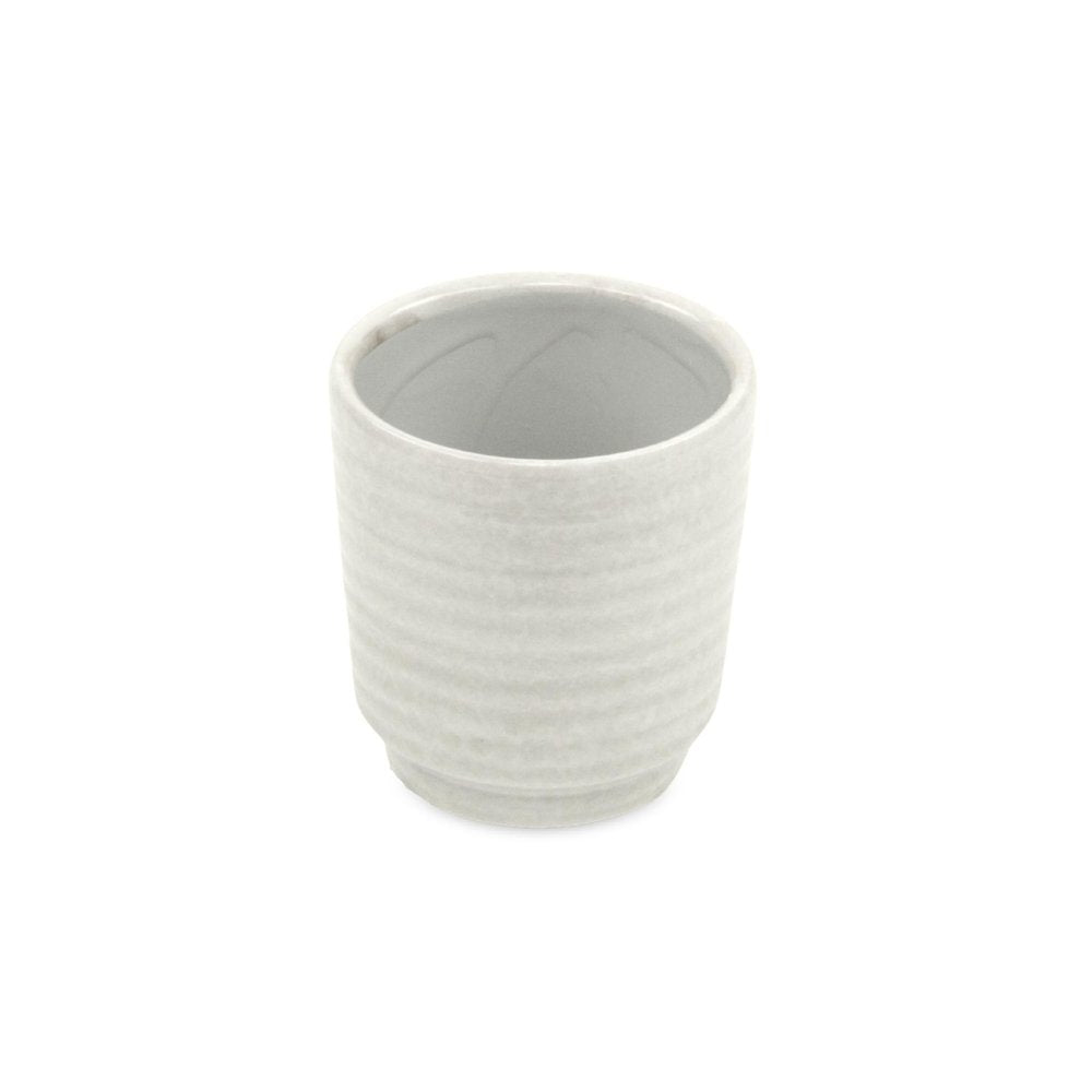 White Ceramic 15 Ounce Round Distressed Pot Planter
