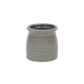Gray Ceramic 15 Ounce Striped Round Distressed Pot Planter