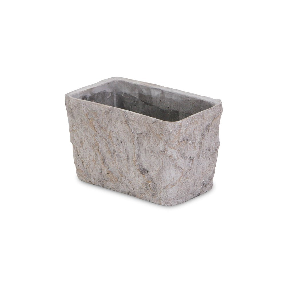 9" Gray Speckle Glaze Cement Indoor Outdoor Rectangular Pot Planter on a white background