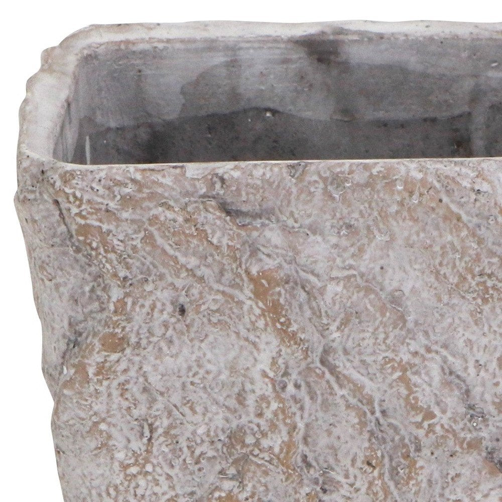 9" Gray Speckle Glaze Cement Indoor Outdoor Rectangular Pot Planter close-up detail