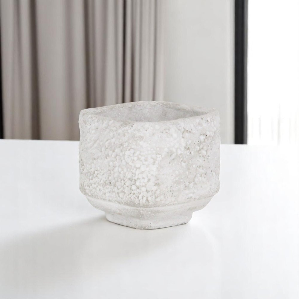 Gray Cement 106 Ounce Crackle Square Distressed Pot Planter