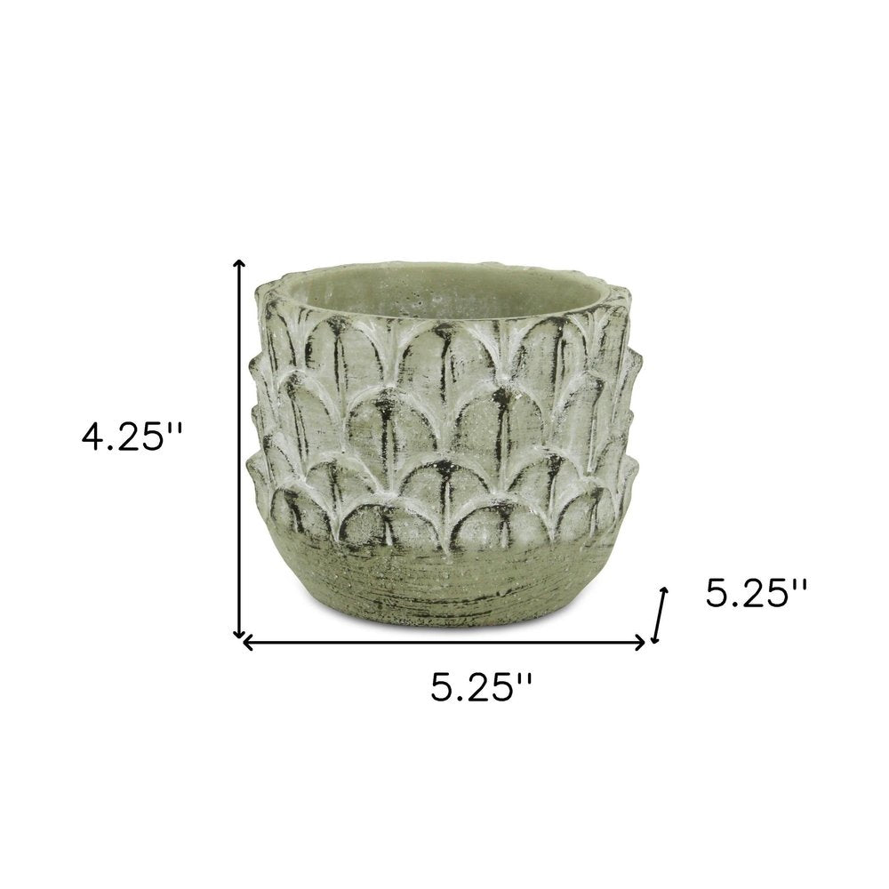Black And Gray Cement 49 Ounce Leaf Round Distressed Pot Planter