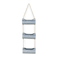 Silver Galvanized Metal Three Tier Hanging Planter on a white background