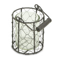 5" Clear And Brown Metal Tabletop Lantern Candle Holder