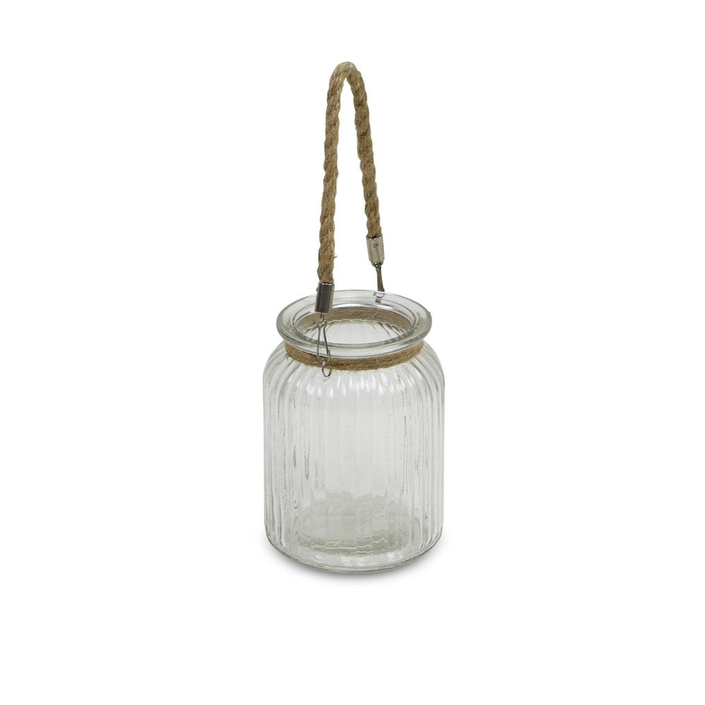 6" Brown And Clear Glass Tabletop Lantern Candle Holder