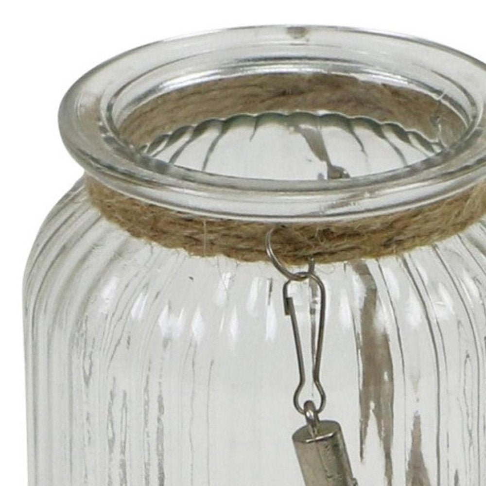 6" Brown And Clear Glass Tabletop Lantern Candle Holder