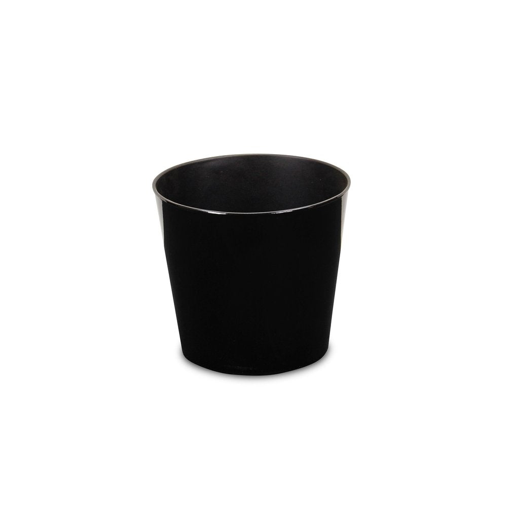 9" Black Recycled Plastic Indoor Outdoor Round Pot Planter on a white background