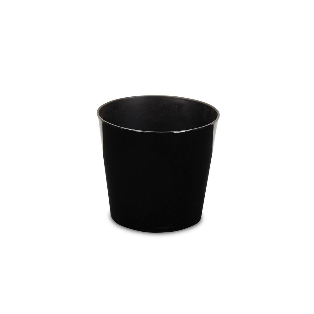 9" Black Recycled Plastic Indoor Outdoor Round Pot Planter on a white background