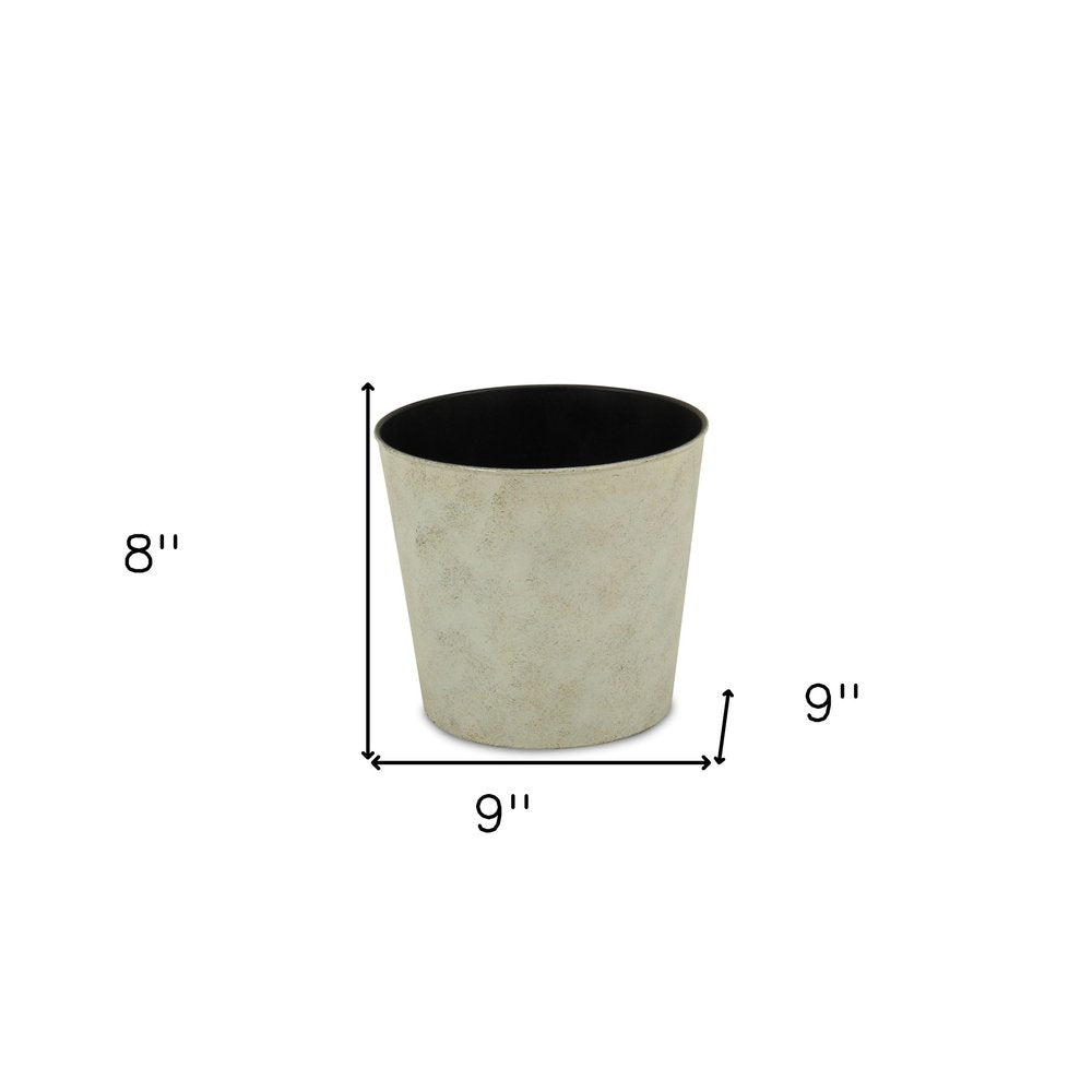 9" Gray Recycled Plastic Indoor Outdoor Round Pot Planter - SKU 488199