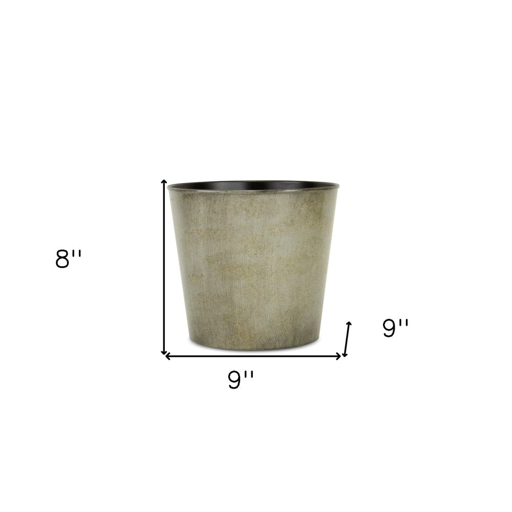9" Gray Recycled Plastic Indoor Outdoor Round Pot Planter - SKU 488201