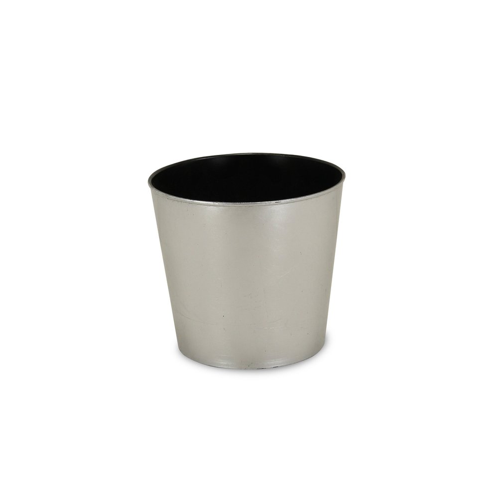 9" Silver Recycled Plastic Indoor Outdoor Round Pot Planter on a white background