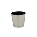 9" Silver Recycled Plastic Indoor Outdoor Round Pot Planter on a white background