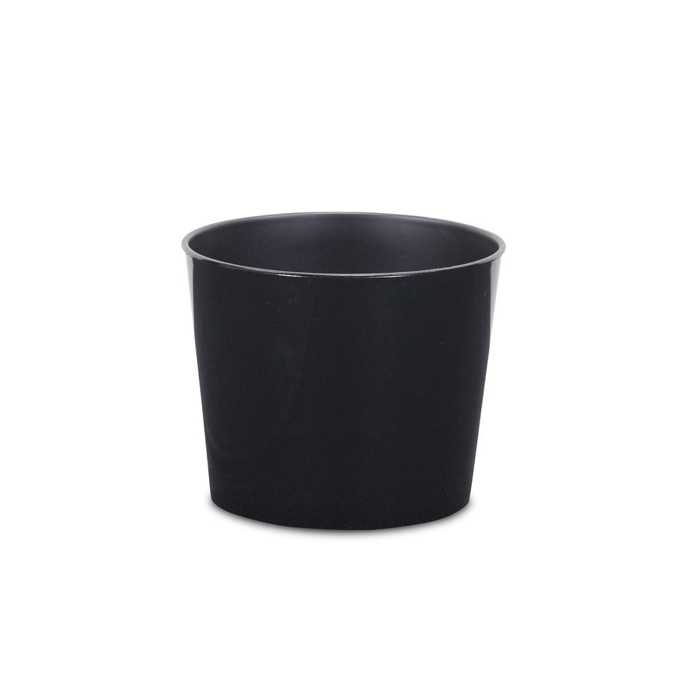 7" Black Recycled Plastic Indoor Outdoor Round Pot Planter - 5.75" H x 7" W x 7" D on a white background