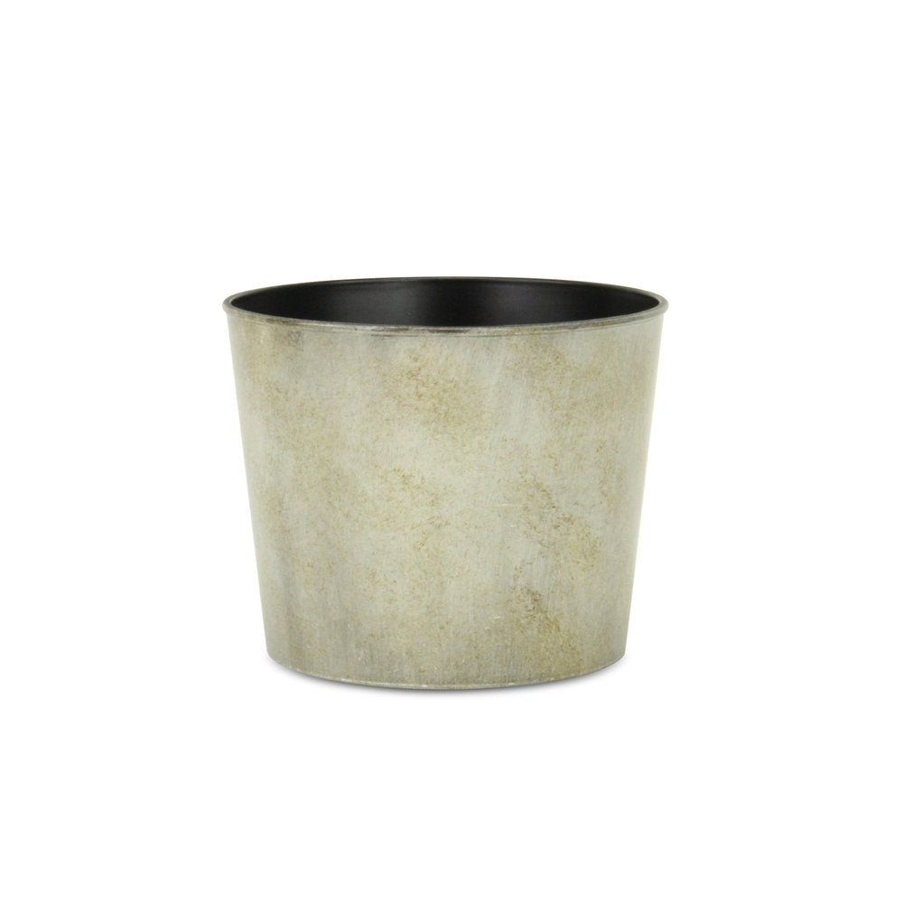 7" Gray Recycled Plastic Indoor Outdoor Round Pot Planter - 5.75" H x 7" W x 7" D on a white background