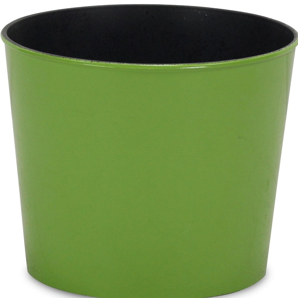 7" Lime Green Recycled Plastic Indoor Outdoor Round Pot Planter close-up detail