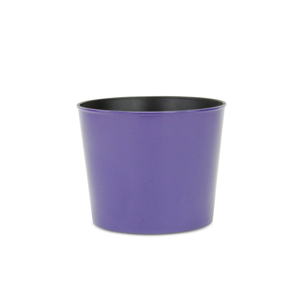 7" Navy Blue Recycled Plastic Indoor Outdoor Round Pot Planter on a white background
