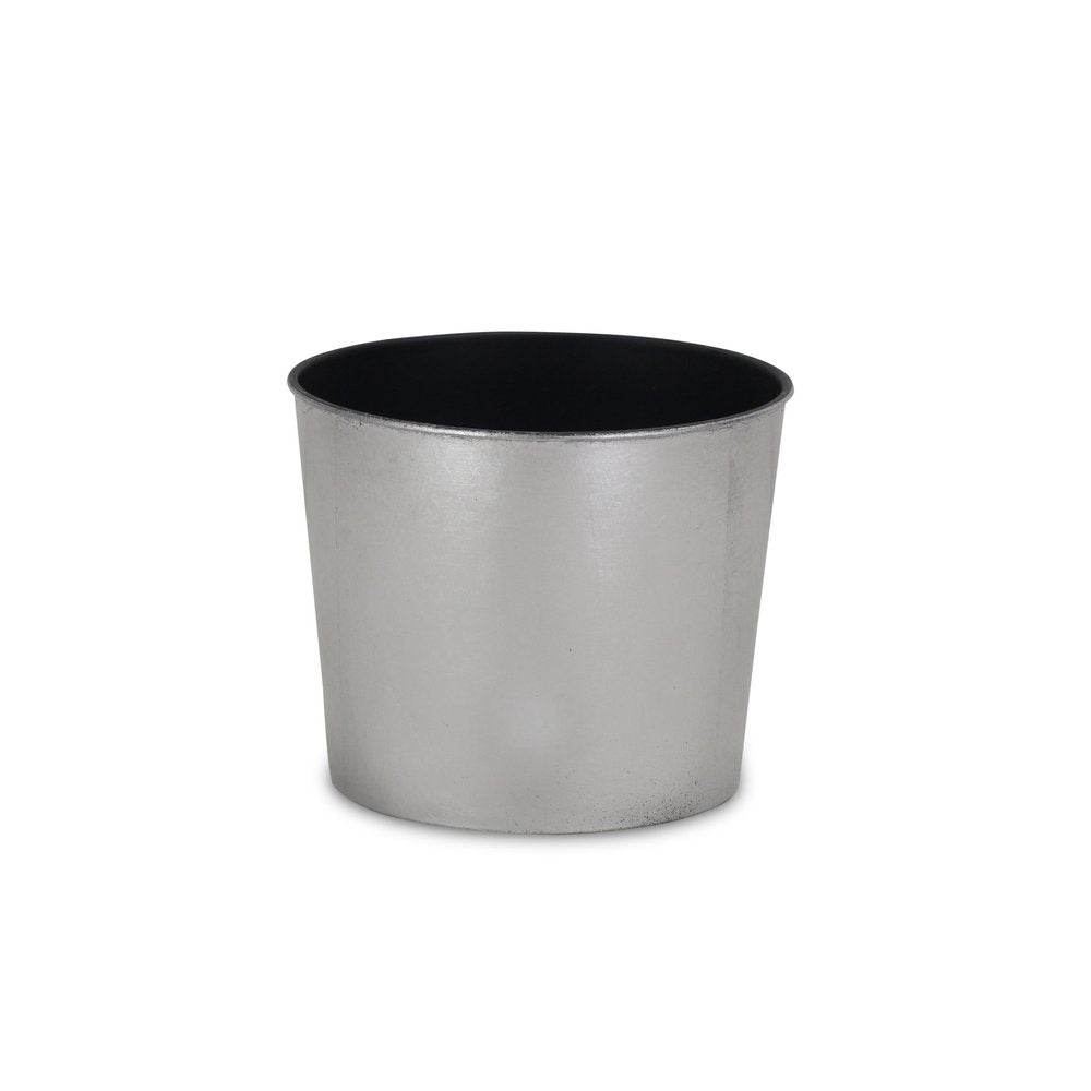 7" Silver Recycled Plastic Indoor Outdoor Round Pot Planter