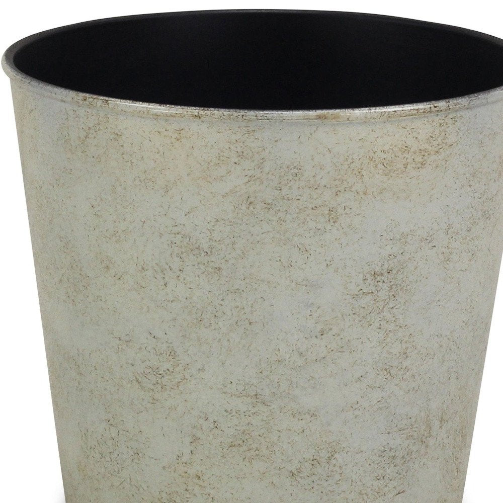 7" Silver Recycled Plastic Indoor Outdoor Round Pot Planter - SKU 488223 close-up detail
