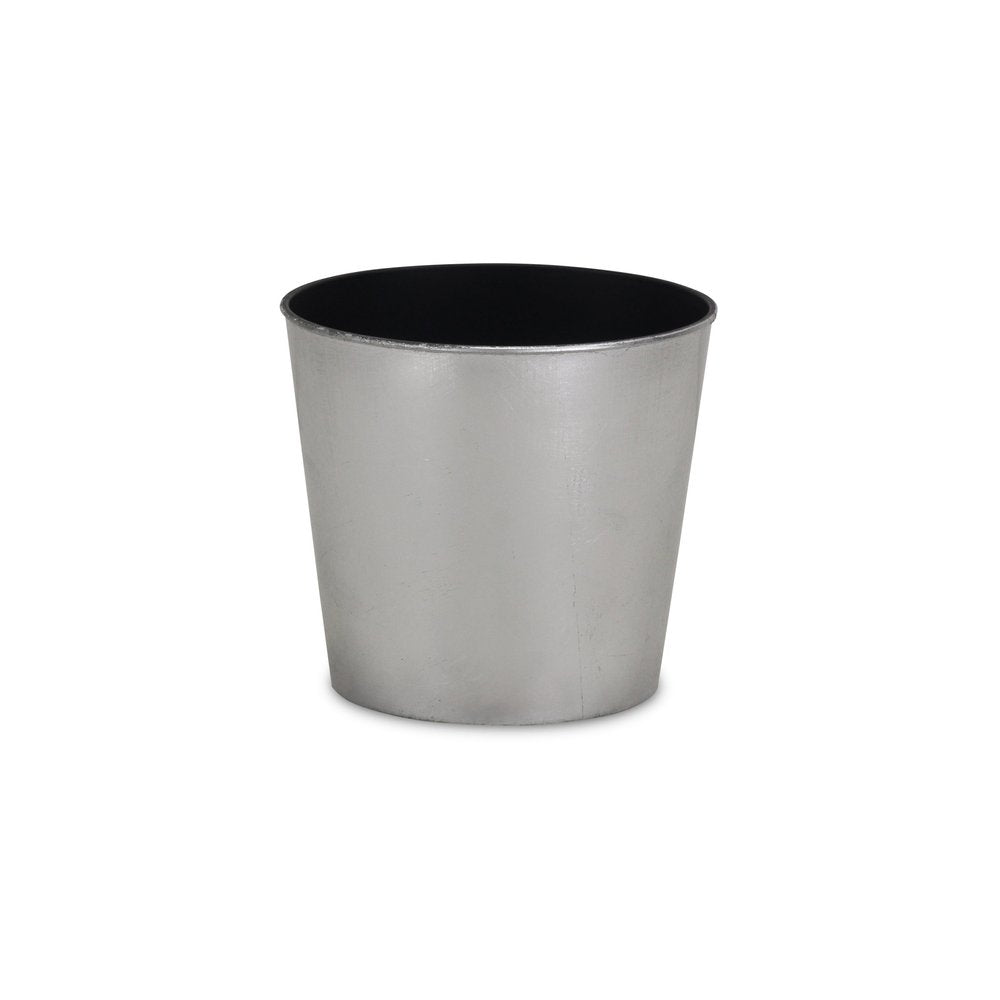 7" Silver Recycled Plastic Indoor Outdoor Round Pot Planter - SKU 488229 on a white background