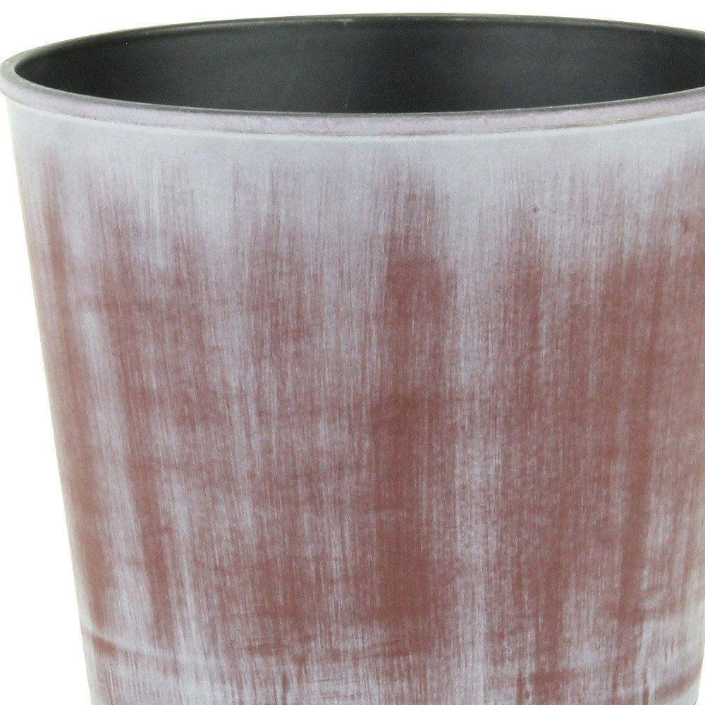 6" Brown and Ivory Textural Tone On Tone Recycled Plastic Indoor Outdoor Round Pot Planter