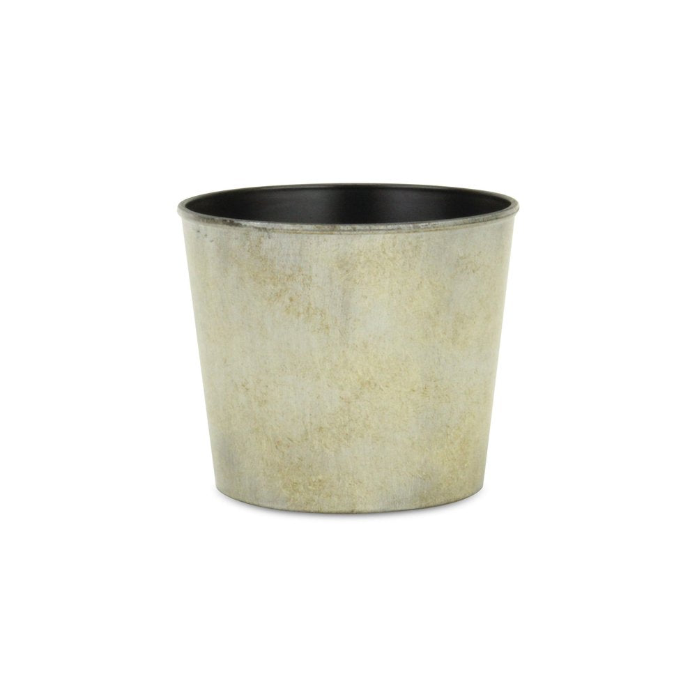 6" Gray Recycled Plastic Indoor Outdoor Round Pot Planter. Outdoor planter isolated on a plain white background, in a gray plastic finish.