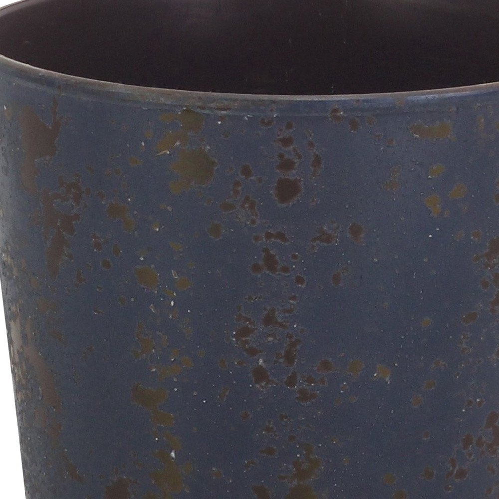 Close-up of 6" Blue Recycled Plastic Indoor Outdoor Round Pot Planter showing the blue plastic texture.