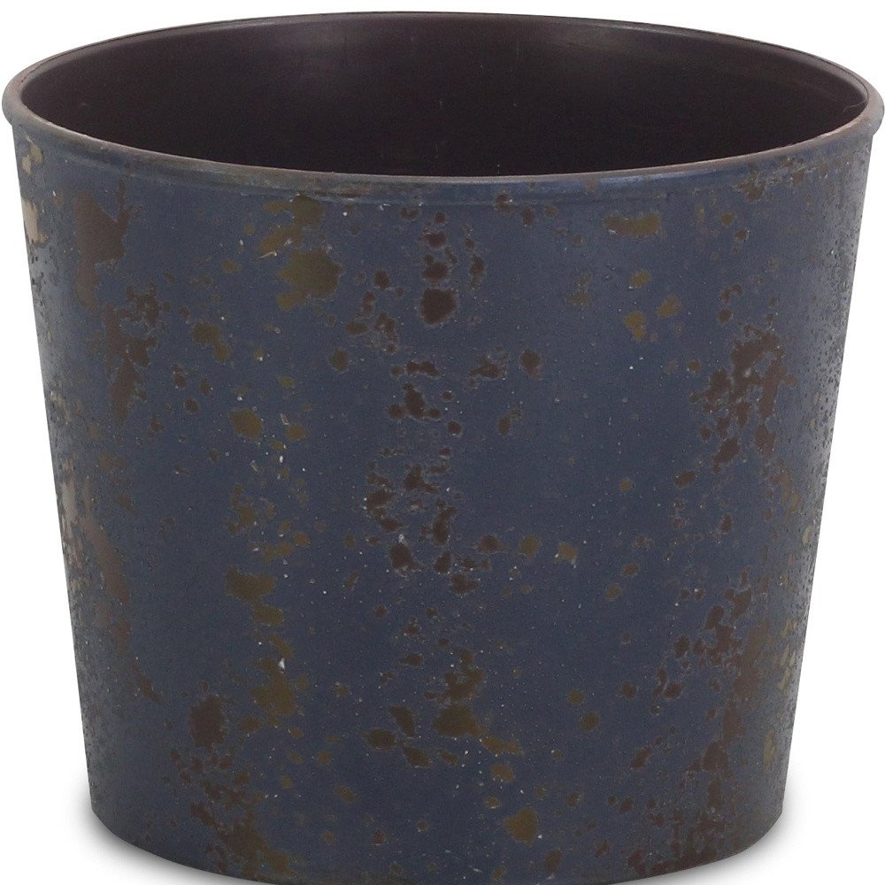 Cropped view of 6" Blue Recycled Plastic Indoor Outdoor Round Pot Planter focusing on the plastic surface.