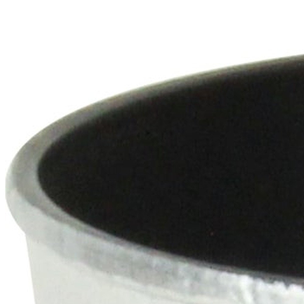 6" Silver Recycled Plastic Indoor Outdoor Round Pot Planter. Outdoor planter isolated on a plain white background, in a silver plastic finish.