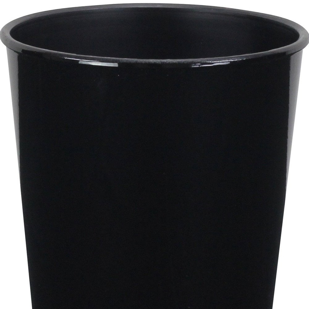 Cropped view of 5" Black Recycled Plastic Indoor Outdoor Round Pot Planter focusing on the black plastic surface.