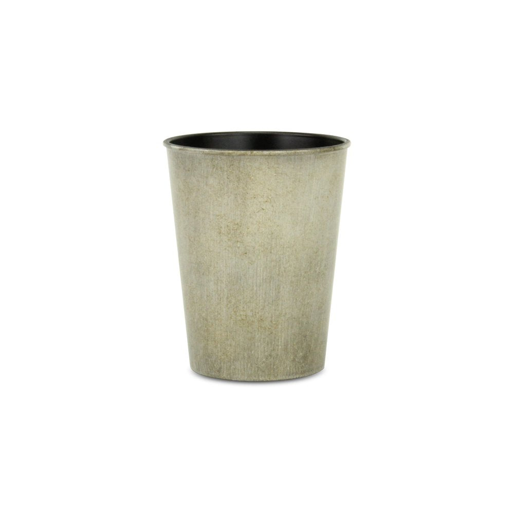5" Gray Recycled Plastic Indoor Outdoor Round Pot Planter. Outdoor planter isolated on a plain white background, showing a plastic surface.