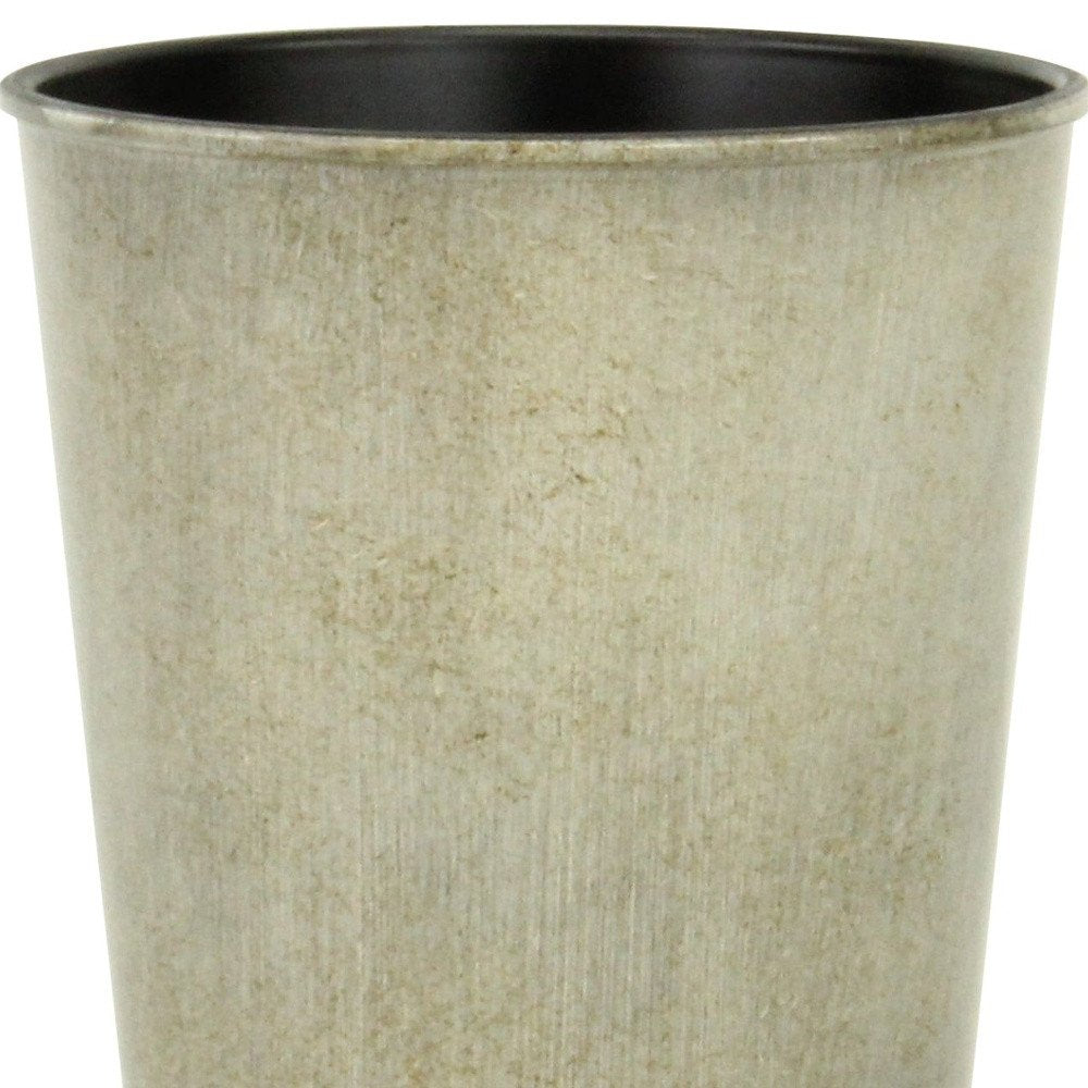 Close-up of 5" Gray Recycled Plastic Indoor Outdoor Round Pot Planter showing plastic detail.
