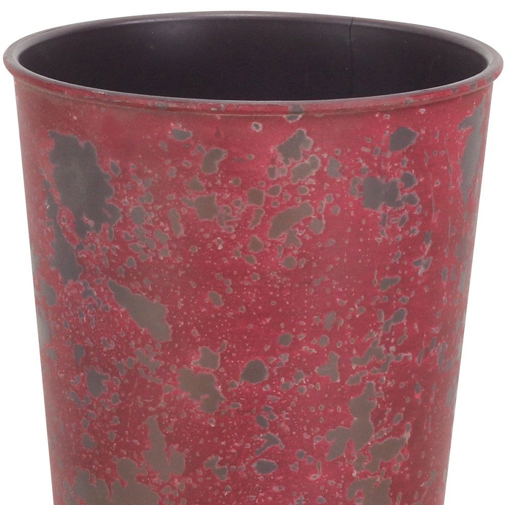 5" Red Recycled Plastic Indoor Outdoor Round Pot Planter. Outdoor planter isolated on a plain white background, showing a red plastic surface.