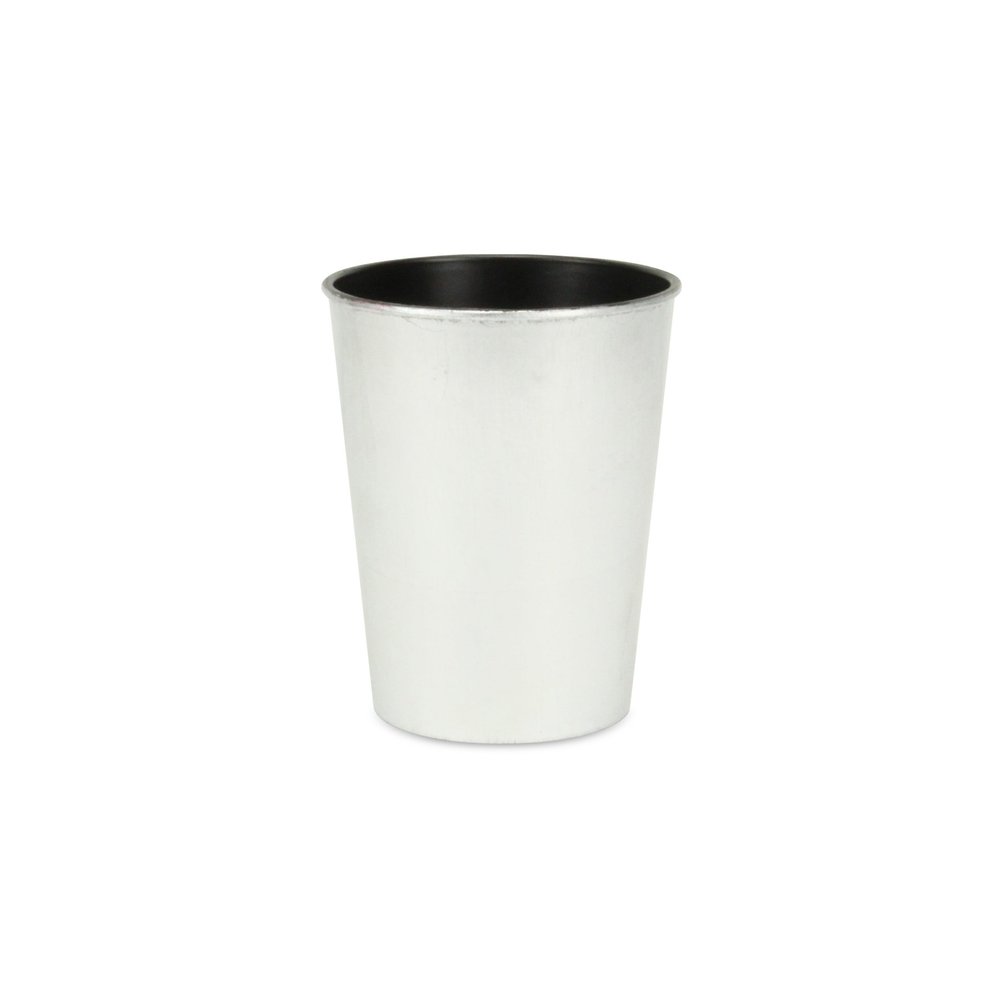 5" Silver Recycled Plastic Indoor Outdoor Round Pot Planter - 6.5" H x 5" W x 5" D. Outdoor planter isolated on a plain white background, showing a plastic surface.