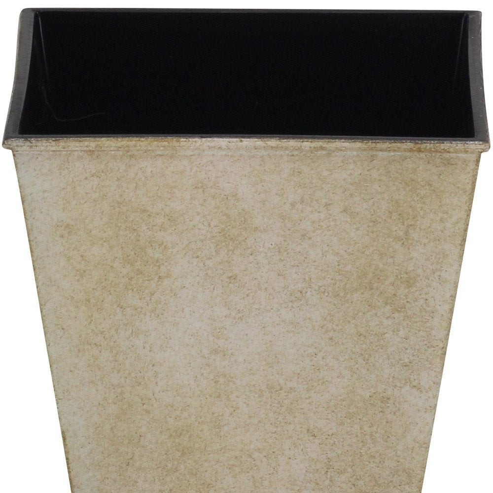5" Cream Recycled Plastic Indoor Outdoor Square Pot Planter detail shot of the cream plastic finish.