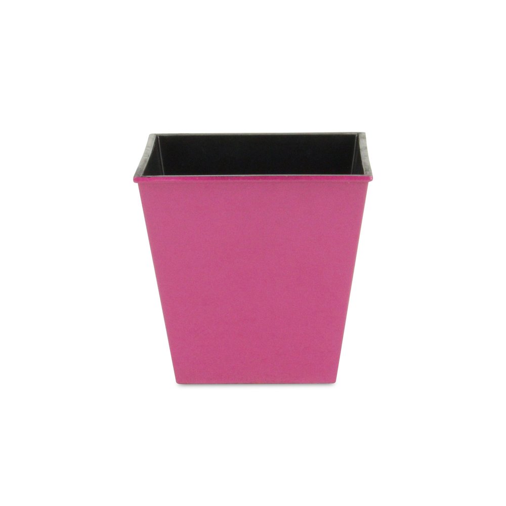 5" Hot Pink Recycled Plastic Indoor Outdoor Square Pot Planter - 5" H x 5.25" W x 5.25" D. Outdoor planter isolated on a plain white background, showing a pink plastic surface.