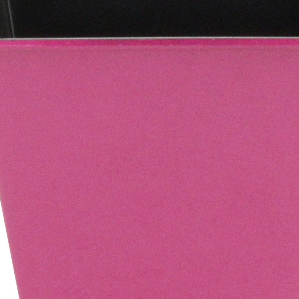 5" Hot Pink Recycled Plastic Indoor Outdoor Square Pot Planter - 5" H x 5.25" W x 5.25" D photographed against a dark studio background in pink.