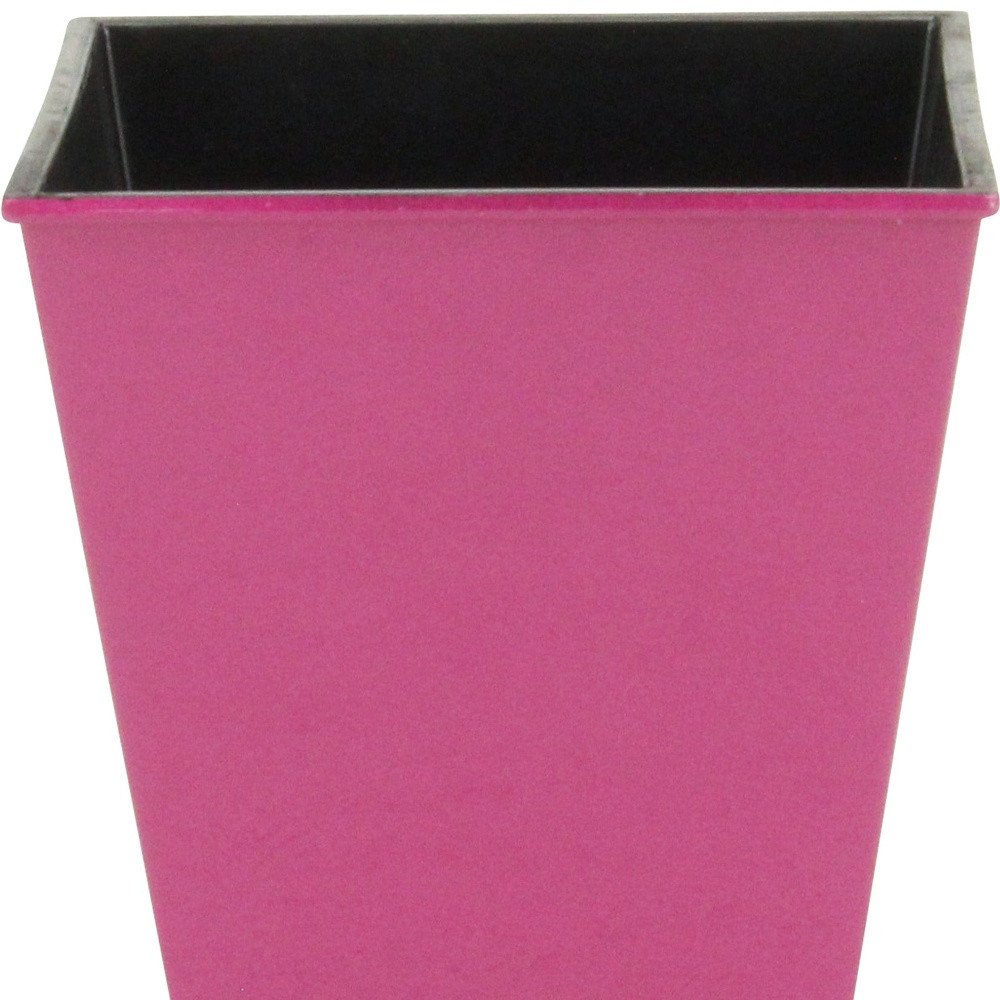 5" Hot Pink Recycled Plastic Indoor Outdoor Square Pot Planter - 5" H x 5.25" W x 5.25" D detail shot of the pink plastic finish.