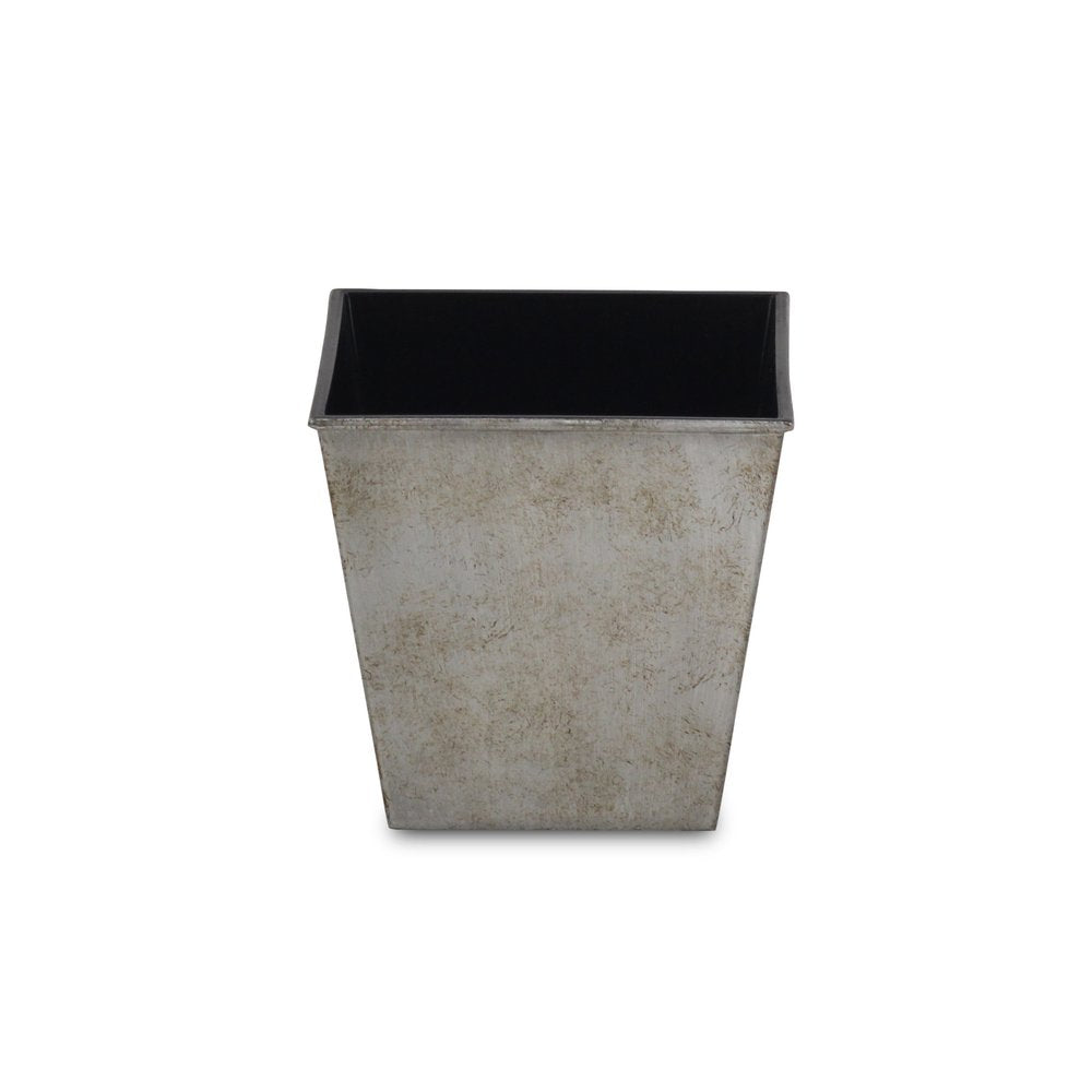 5" Gray Recycled Plastic Indoor Outdoor Square Pot Planter. Outdoor planter isolated on a plain white background, finished in gray plastic.
