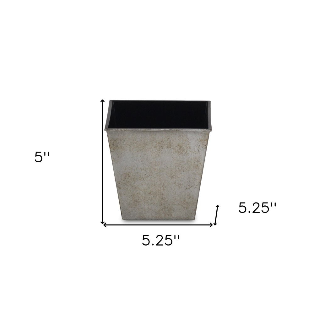 5" Gray Recycled Plastic Indoor Outdoor Square Pot Planter. Outdoor planter isolated on a plain white background, showing a gray plastic surface.