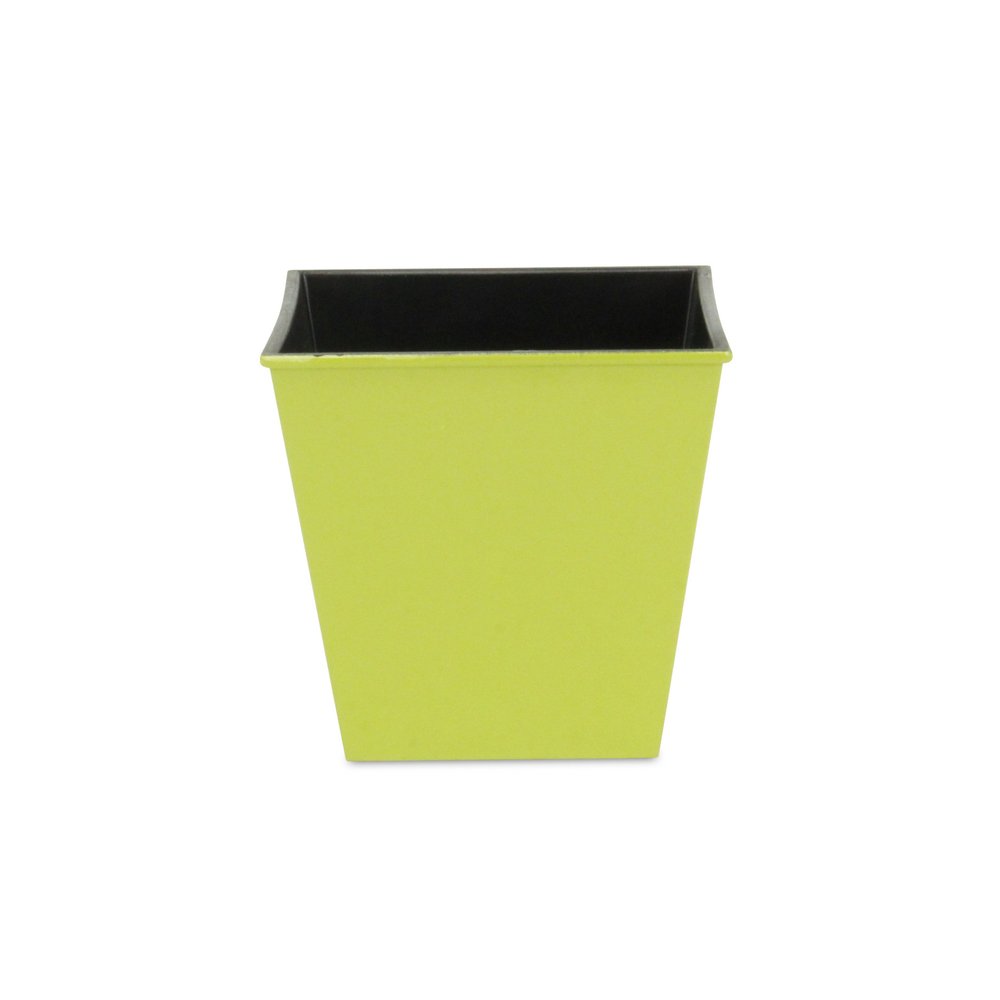 5" Lime Green Recycled Plastic Indoor Outdoor Square Pot Planter - 5" H x 5.25" W x 5.25" D. Outdoor planter isolated on a plain white background, showing a plastic surface.