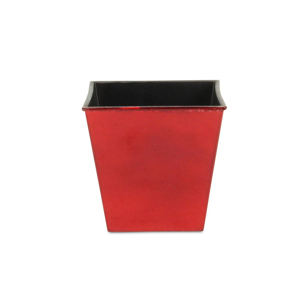 5" Red Recycled Plastic Indoor Outdoor Square Pot Planter - 5" H x 5.25" W x 5.25" D. Outdoor planter isolated on a plain white background, showing a red plastic surface.