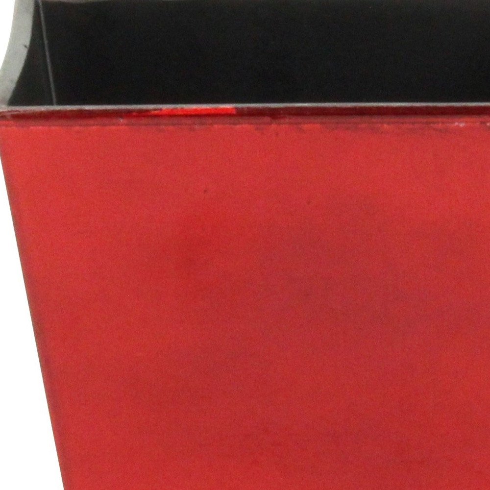 5" Red Recycled Plastic Indoor Outdoor Square Pot Planter - 5" H x 5.25" W x 5.25" D photographed against a dark studio background in red.