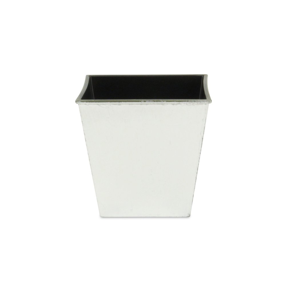 5" Silver Recycled Plastic Indoor Outdoor Square Pot Planter. Outdoor planter isolated on a plain white background, finished in silver plastic.