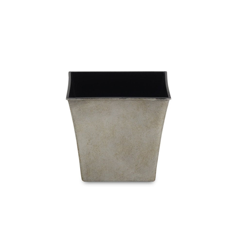 7" Gray Recycled Plastic Indoor Outdoor Square Pot Planter - 5.75" H x 6.5" W x 6.5" D on a white background