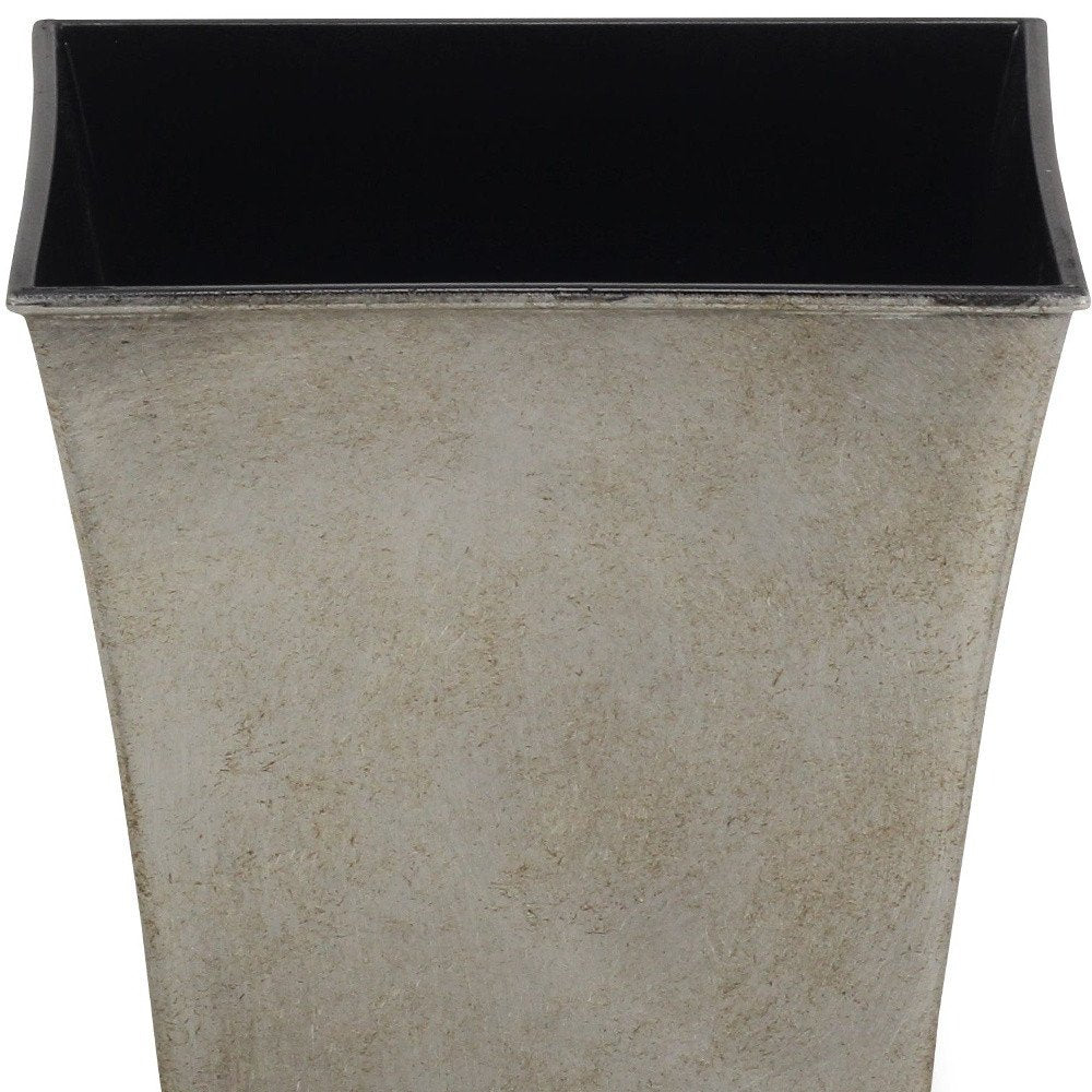 7" Gray Recycled Plastic Indoor Outdoor Square Pot Planter - 5.75" H x 6.5" W x 6.5" D close-up detail