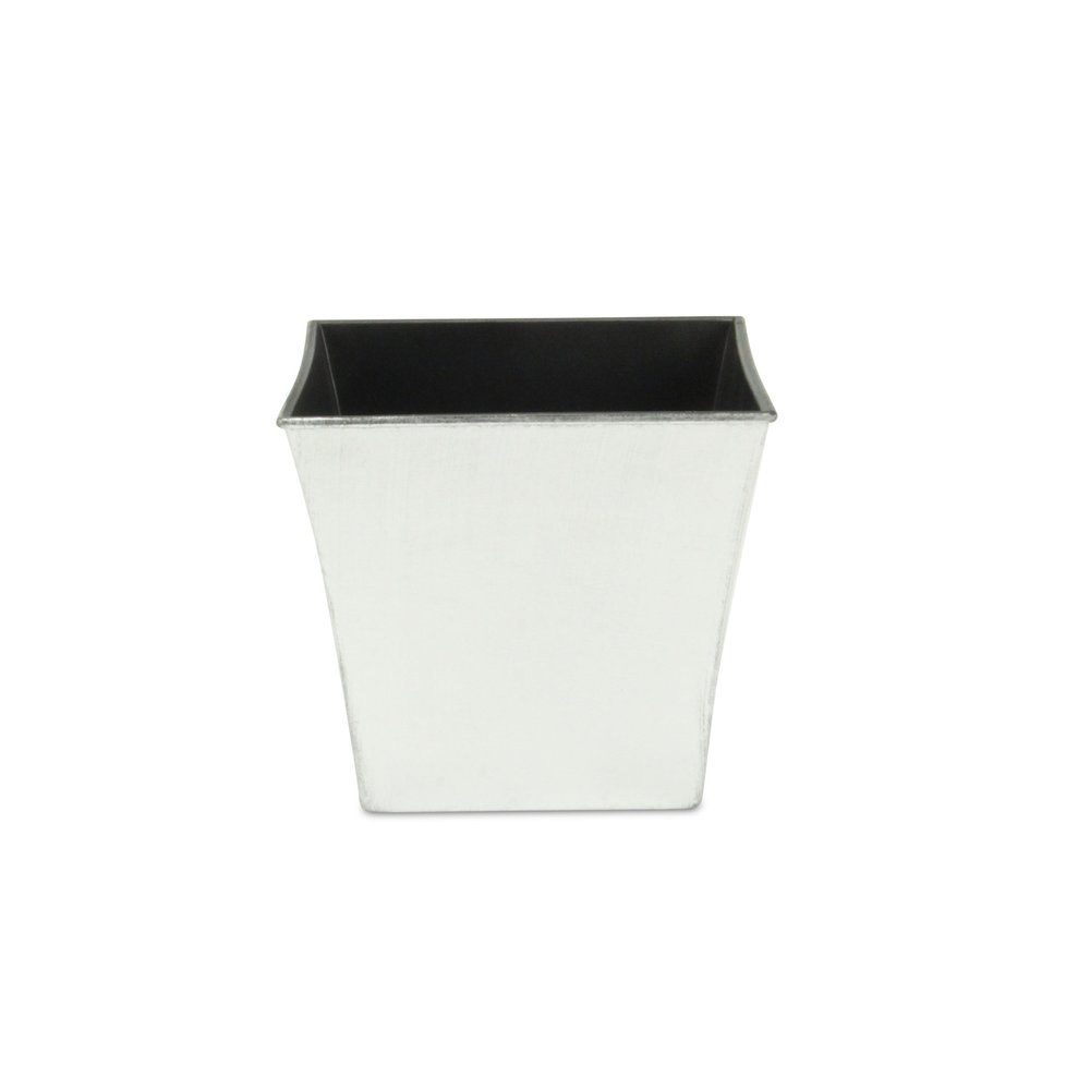 7" Silver Recycled Plastic Indoor Outdoor Square Pot Planter on a white background