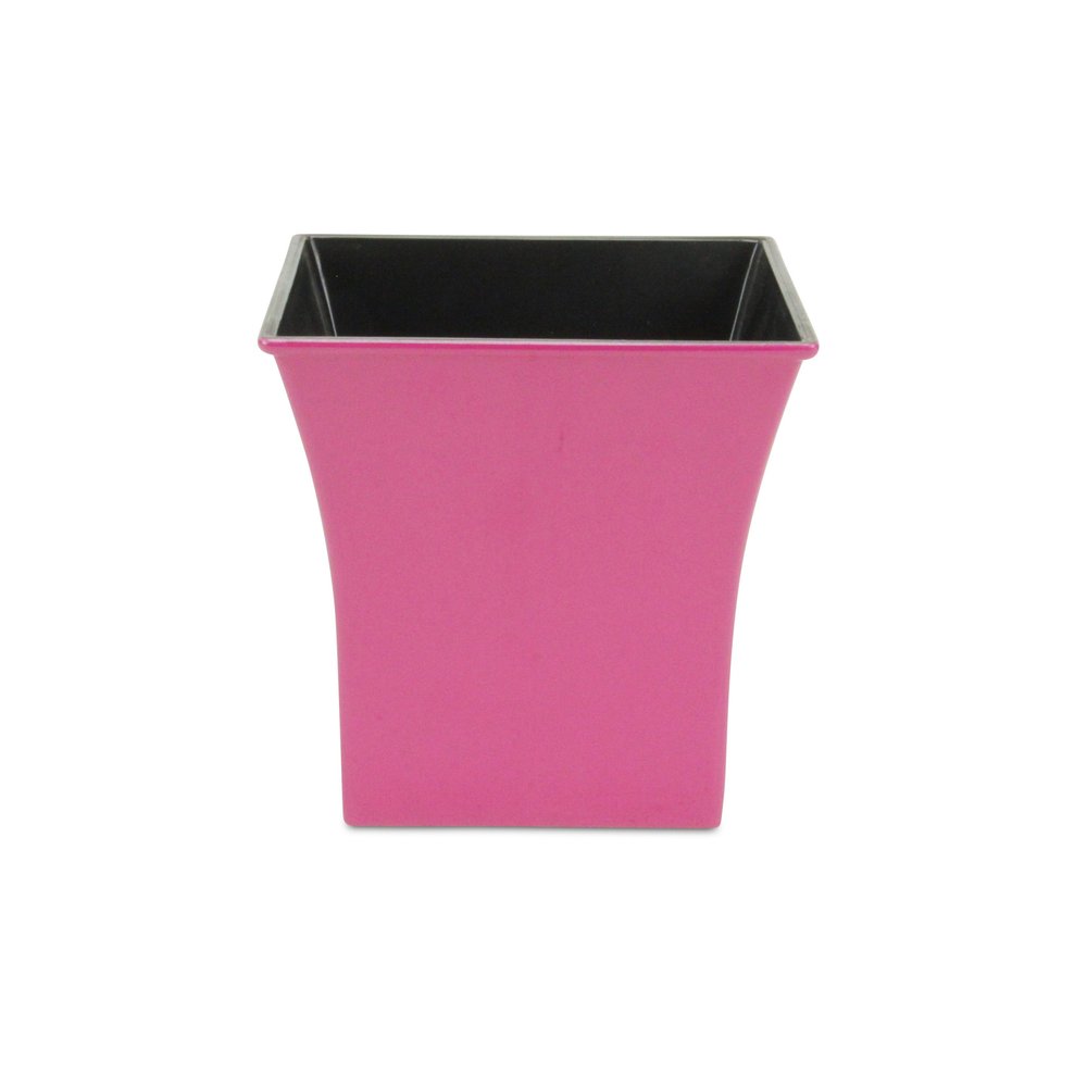 7" Hot Pink Recycled Plastic Indoor Outdoor Square Pot Planter on a white background