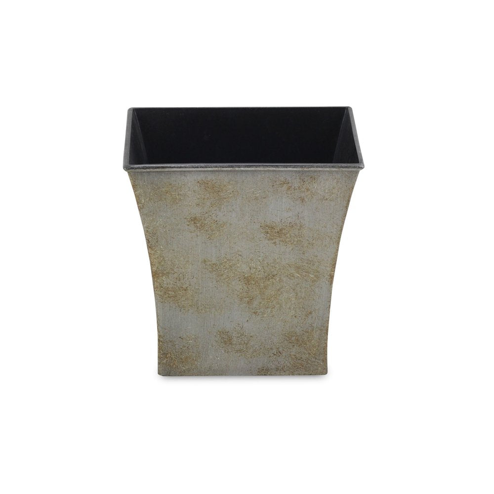 7" Gray Recycled Plastic Indoor Outdoor Square Pot Planter - 7" H x 7.25" W x 7.25" D on a white background